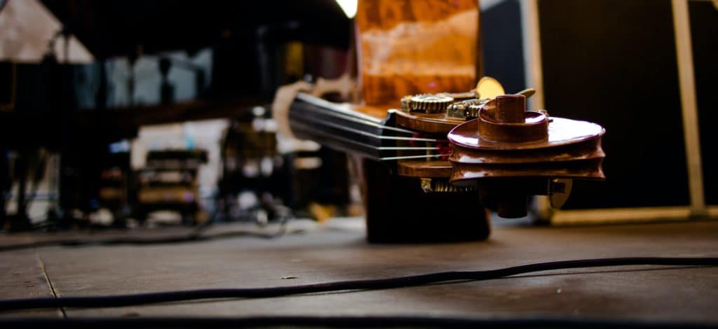 Double bass in the stage before the jazz music concert