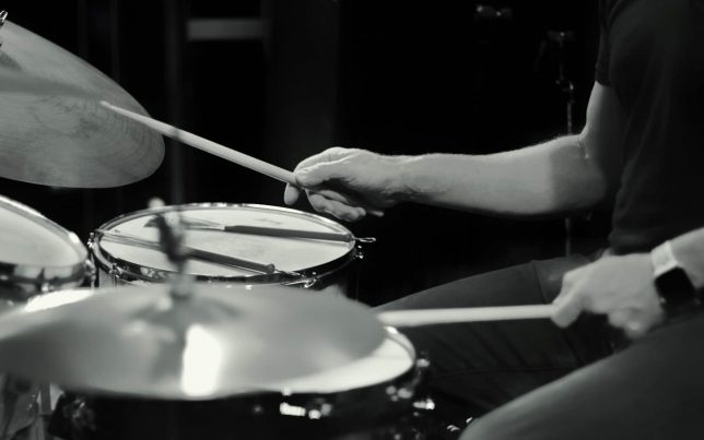 Jazz Drummer in Black and White